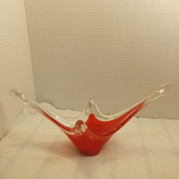 Muran Glass  Hand Blown Elegant Red Glass Art Dish - Picture 1 of 7